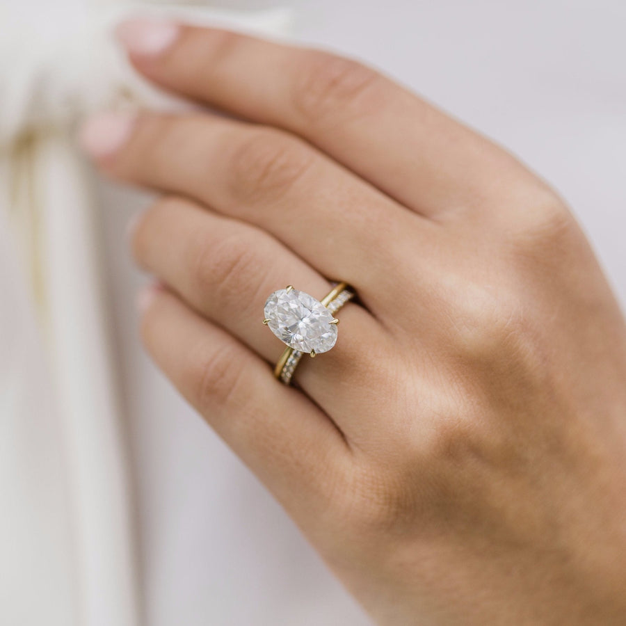 6.70 CT Elongated Oval Cut Solitaire Moissanite Engagement Ring - Barbara Maison 