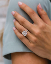 4.79 CT Radiant Solitaire Hidden Halo Moissanite Engagement Ring - Barbara Maison 