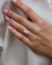 3.0 CT Radiant Solitaire Hidden Halo Moissanite Engagement Ring - Barbara Maison 