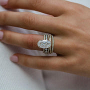 6.20 CT Oval Cut Hidden Halo & Pave Moissanite Engagement Ring - Barbara Maison 