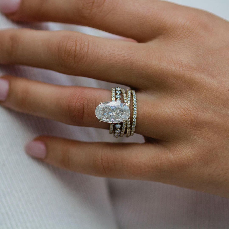 6.20 CT Oval Cut Hidden Halo & Pave Moissanite Engagement Ring - Barbara Maison 