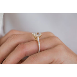 3.20 CT Elongated Cushion Solitaire Hidden Halo Moissanite Engagement Ring - Barbara Maison 