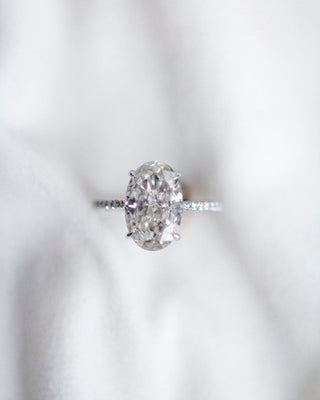 6.48 CT Crushed Ice Oval Solitaire Moissanite Engagement Ring - Barbara Maison 