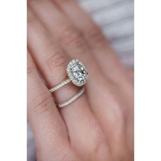 4.0 CT Cushion Halo & Pave Moissanite Engagement Ring - Barbara Maison 