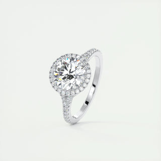 2 CT Round Halo Split Shank CVD F/VS1 Diamond Engagement Ring - Barbara Maison 