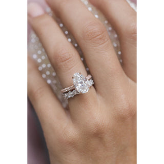 3.20 CT Pear Solitaire Hidden Halo & Pave Moissanite Engagement Ring - Barbara Maison 