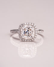 1.80 CT Cushion Cut Halo Moissanite Engagement Ring With Pave Setting - Barbara Maison 