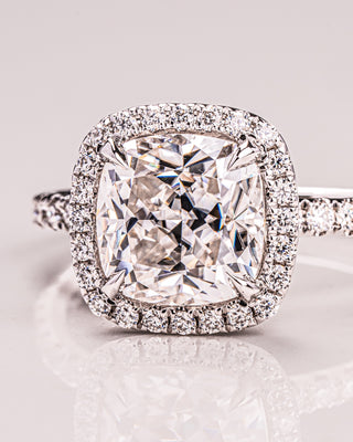 1.80 CT Cushion Cut Halo Moissanite Engagement Ring With Pave Setting - Barbara Maison 