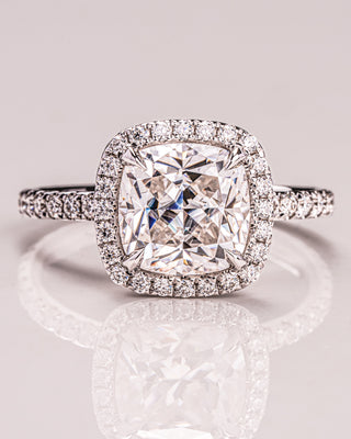 1.80 CT Cushion Cut Halo Moissanite Engagement Ring With Pave Setting - Barbara Maison 