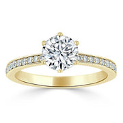 0.75 CT Round Cut Solitaire Moissanite Engagement Ring With Channel Setting - Barbara Maison 
