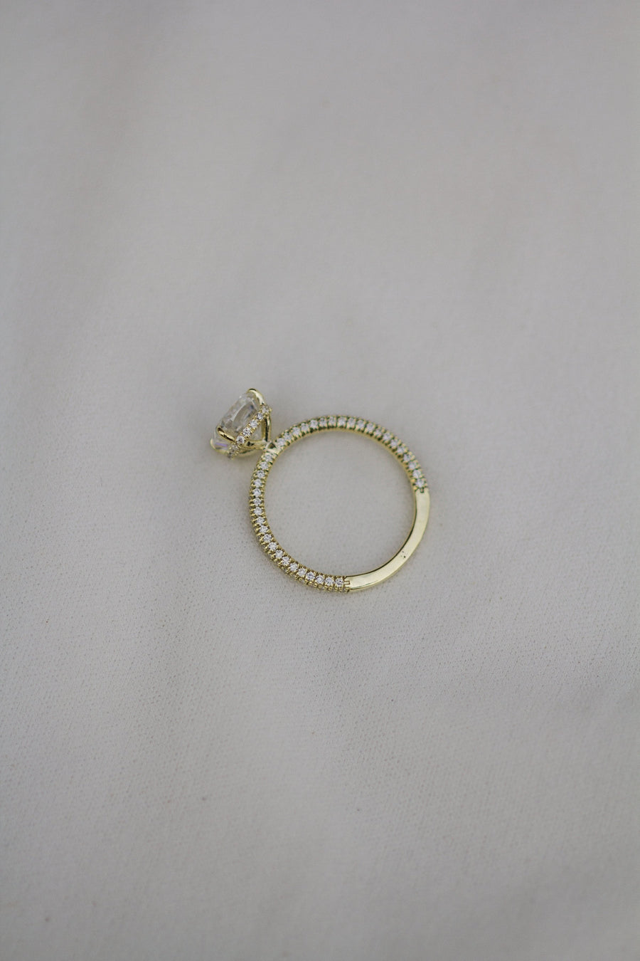 2.0 CT Cushion Hidden Halo & Pave Moissanite Engagement Ring - Barbara Maison 