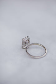 2.70 CT Radiant Solitaire Hidden Halo & Pave Moissanite Engagement Ring - Barbara Maison 