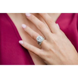 3.60 CT Cushion Halo & Pave Moissanite Engagement Ring - Barbara Maison 