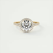2 CT Round Halo Split Shank CVD F/VS1 Diamond Engagement Ring - Barbara Maison 