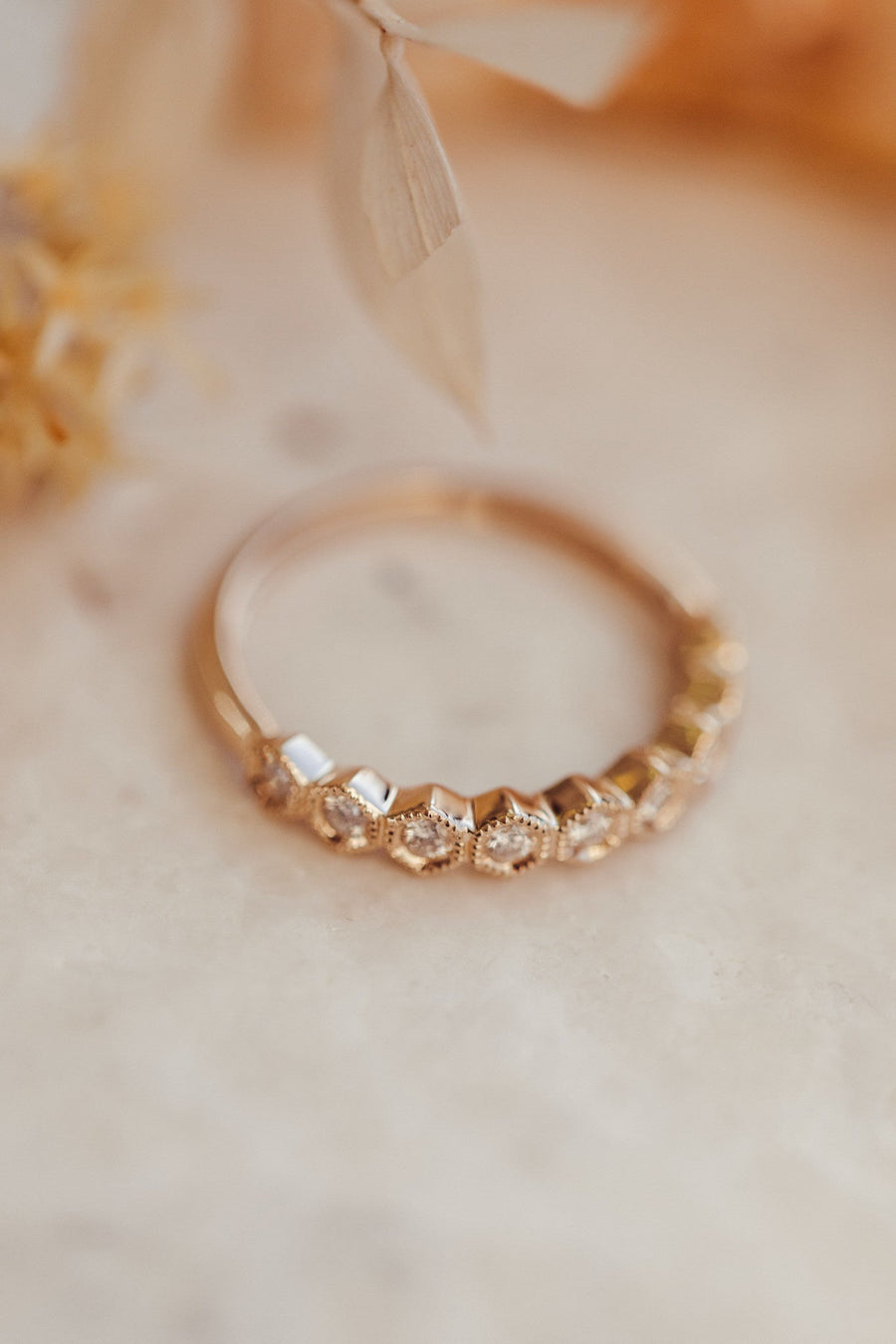 0.28 TCW Round Milgrain Moissanite Wedding Band - Barbara Maison 