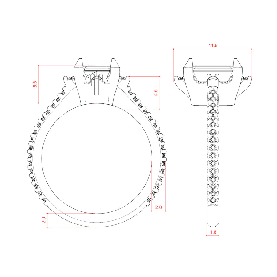 1.60 CT Emerald Solitaire Pave Moissanite Engagement Ring - Barbara Maison 