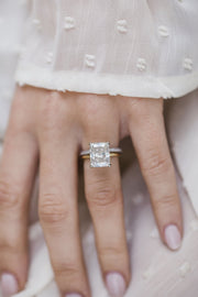 4.20 CT Crushed Ice Radiant Solitaire Hidden Halo Moissanite Engagement Ring - Barbara Maison 