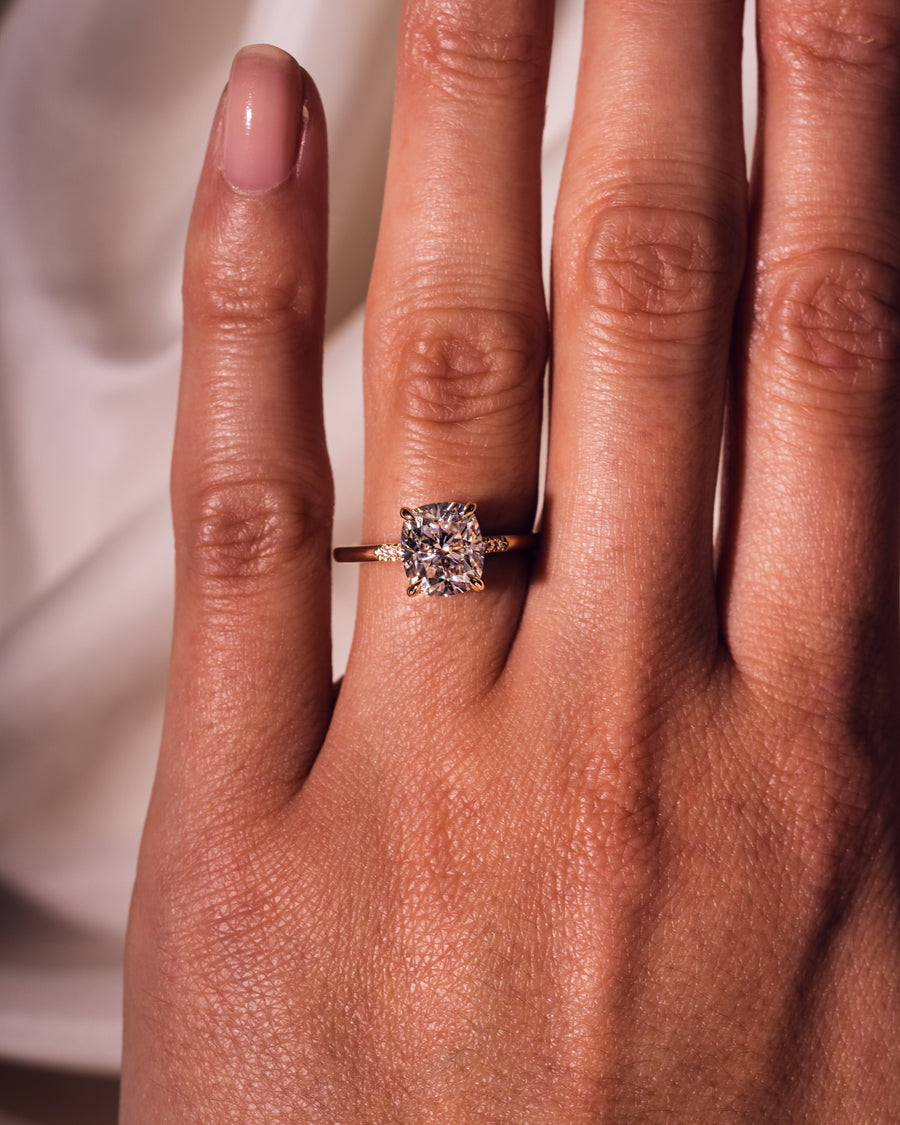 1.49 CT Cushion Cut Solitaire Moissanite Engagement Ring - Barbara Maison 