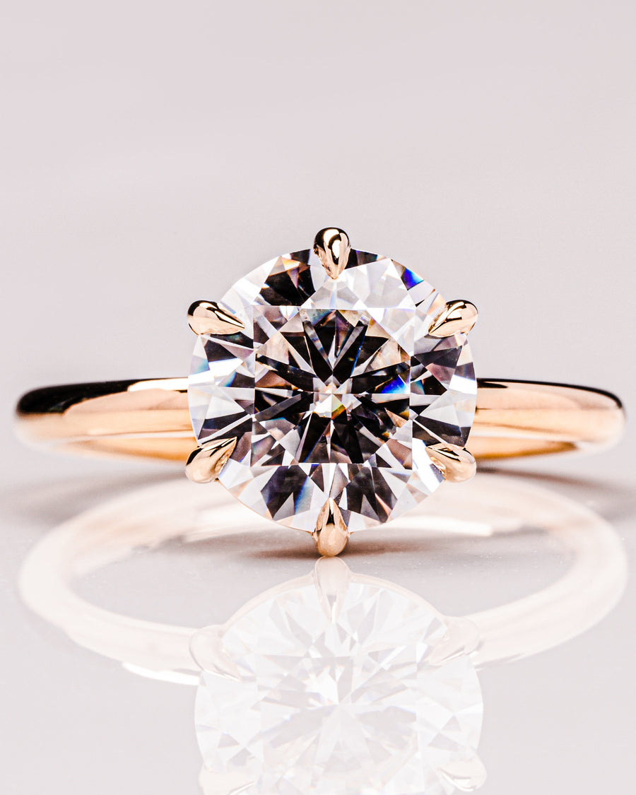 1.60 CT Round Cut Solitaire Moissanite Engagement Ring - Barbara Maison 