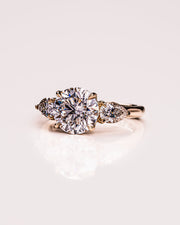 3.08 CT Round Three Stone Moissanite Engagement Ring - Barbara Maison 