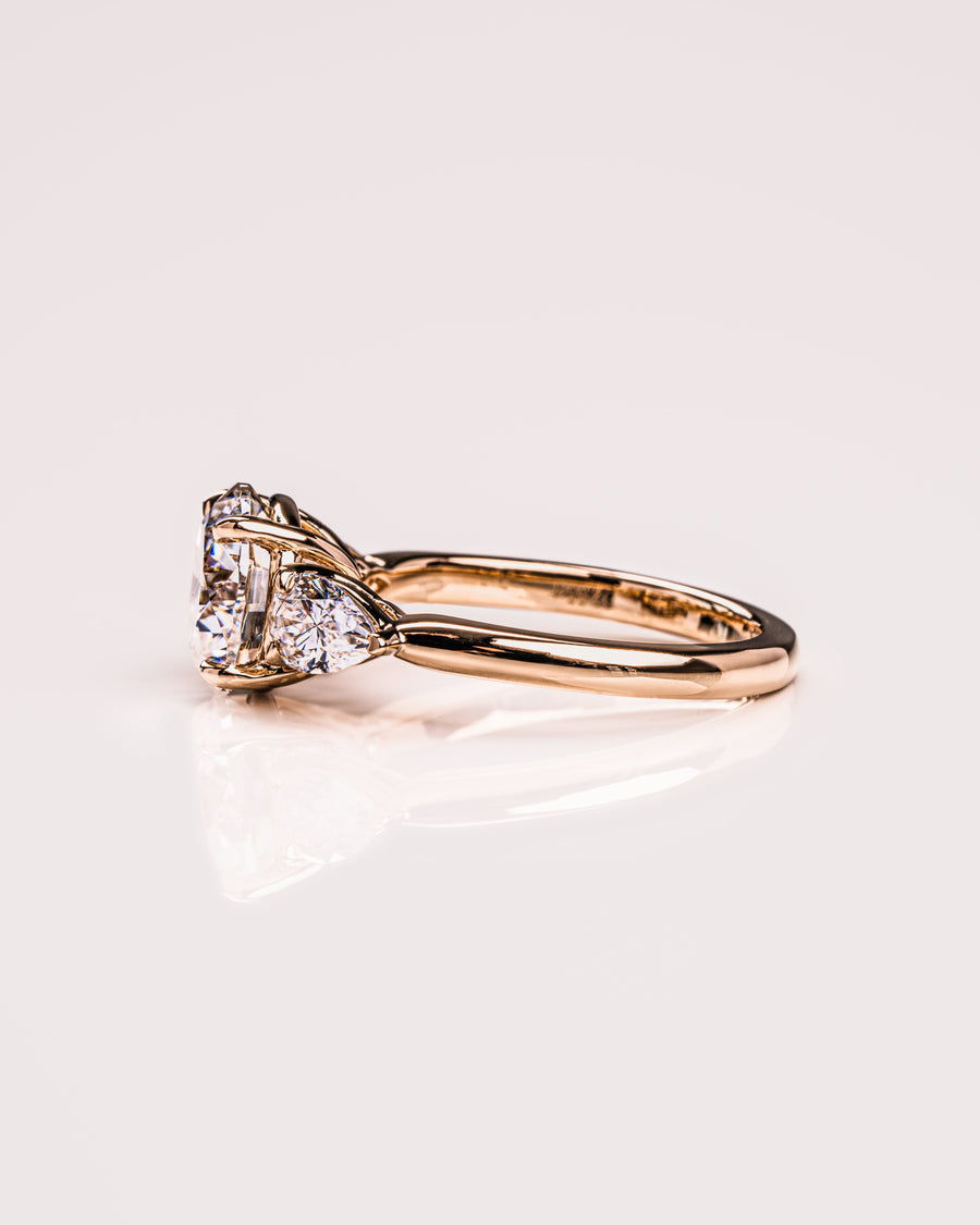 3.08 CT Round Three Stone Moissanite Engagement Ring - Barbara Maison 