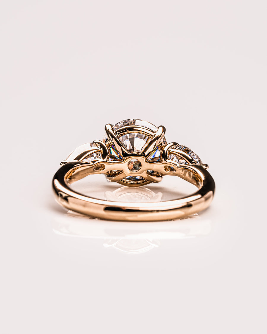 3.08 CT Round Three Stone Moissanite Engagement Ring - Barbara Maison 