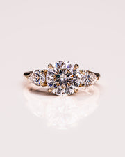 3.08 CT Round Three Stone Moissanite Engagement Ring - Barbara Maison 