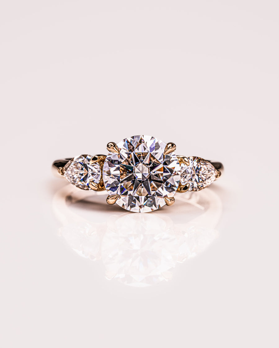 3.08 CT Round Three Stone Moissanite Engagement Ring - Barbara Maison 