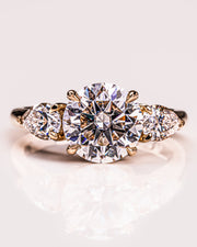 3.08 CT Round Three Stone Moissanite Engagement Ring - Barbara Maison 