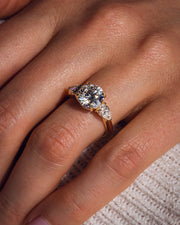 3.08 CT Round Three Stone Moissanite Engagement Ring - Barbara Maison 