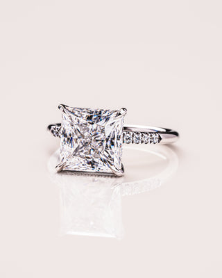 2.87 CT Princess Cut Moissanite Solitaire Engagement Ring With Hidden Halo Setting - Barbara Maison 