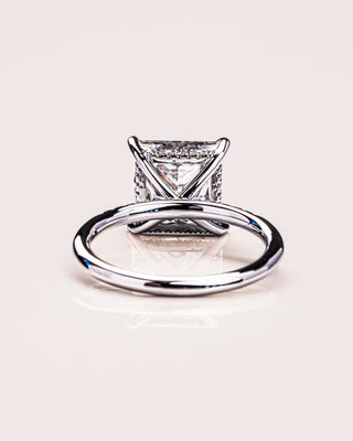 2.87 CT Princess Cut Moissanite Solitaire Engagement Ring With Hidden Halo Setting - Barbara Maison 