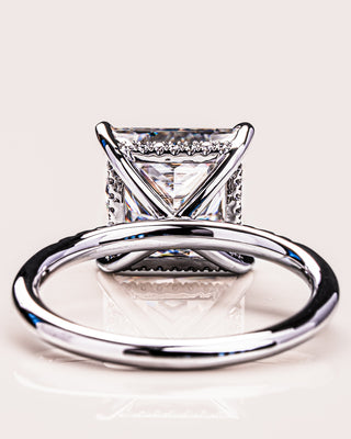 2.87 CT Princess Cut Moissanite Solitaire Engagement Ring With Hidden Halo Setting - Barbara Maison 