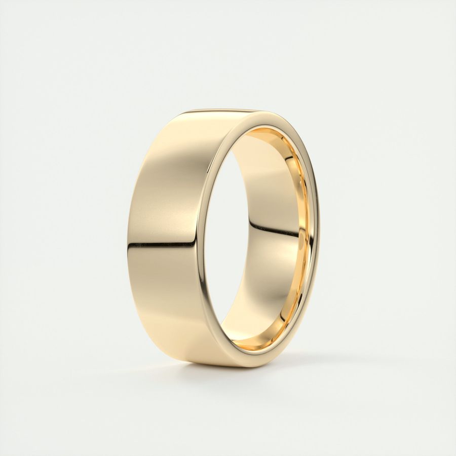 Polished Finish Classic Yellow Gold Men's Band - Barbara Maison 