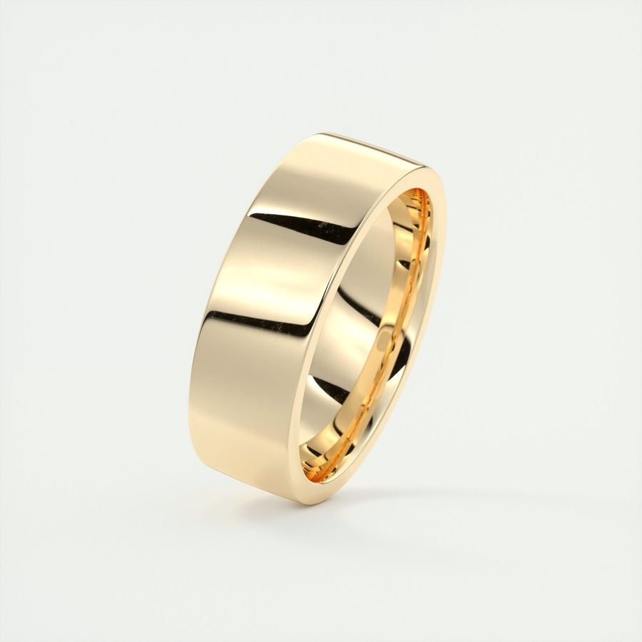 Polished Finish Classic Yellow Gold Men's Band - Barbara Maison 