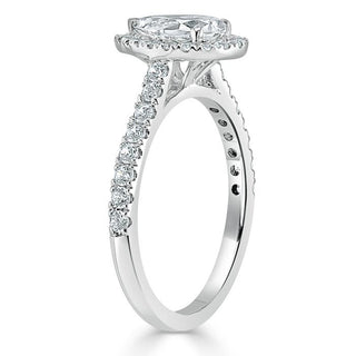 1.0 CT Pear Cut Halo Moissanite Engagement Ring With Pave Setting - Barbara Maison 