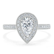 1.52 CT Pear Cut Halo Channel Pave Moissanite Engagement Ring - Barbara Maison 