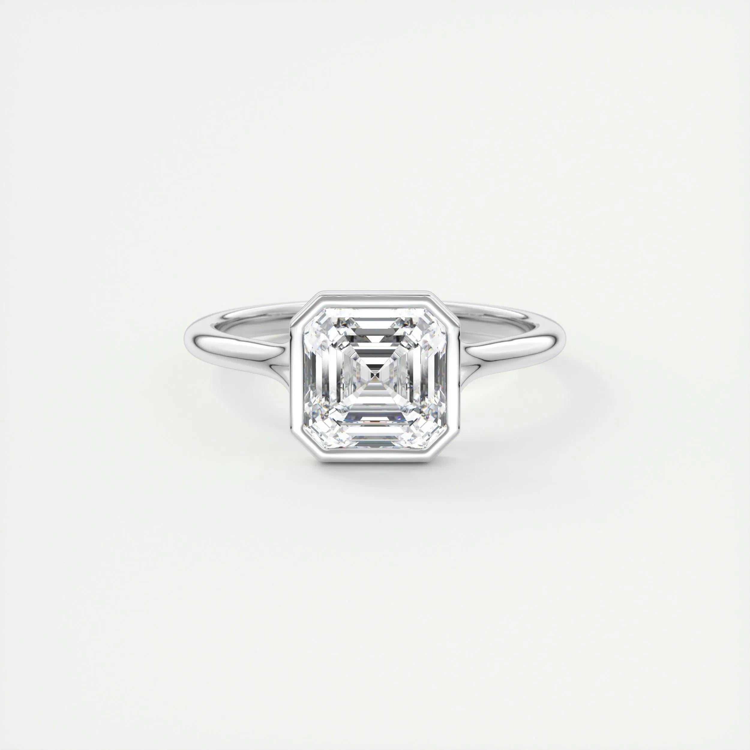 2 CT Asscher Bezel CVD F/VS1 Diamond Engagement Ring - Barbara Maison 