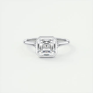 2 CT Asscher Bezel CVD F/VS1 Diamond Engagement Ring - Barbara Maison 