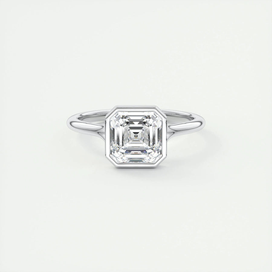 2 CT Asscher Bezel CVD F/VS1 Diamond Engagement Ring - Barbara Maison 