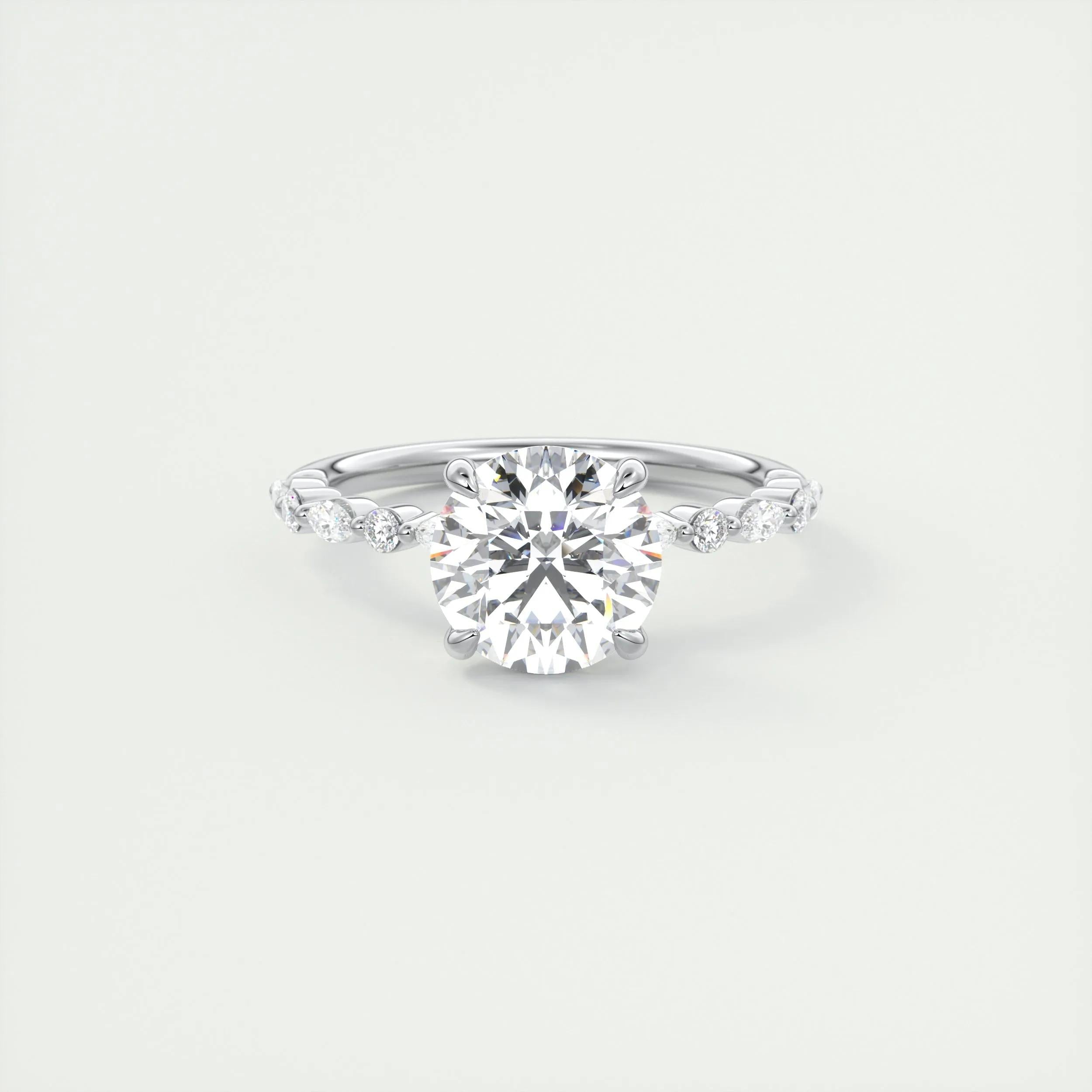 2 CT Round Solitaire CVD F/VS1 Diamond Engagement Ring - Barbara Maison 