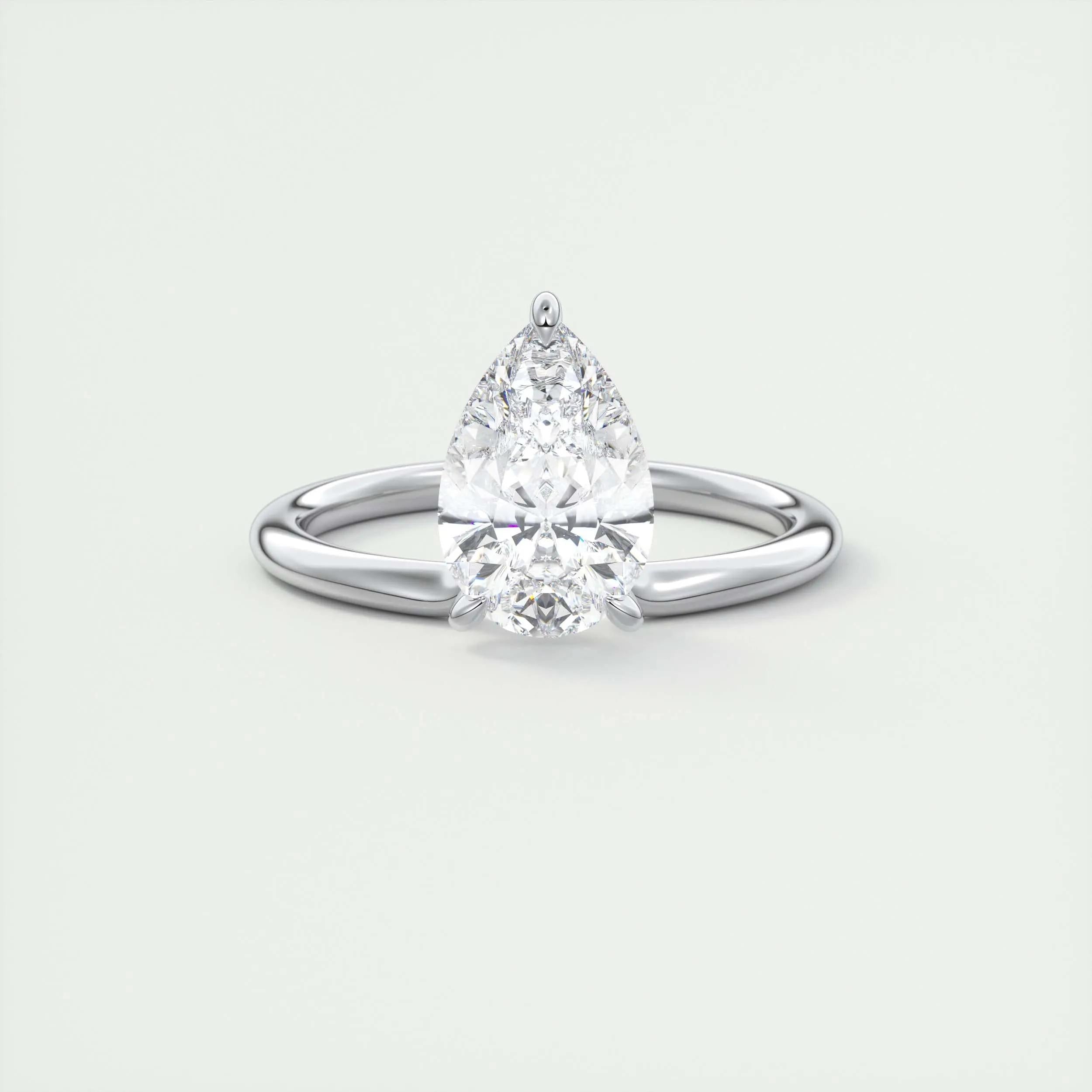 2 CT Pear Solitaire CVD F/VS1 Diamond Engagement Ring - Barbara Maison 