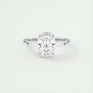 2 CT Oval Three Stone CVD F/VS1 Diamond Engagement Ring - Barbara Maison 