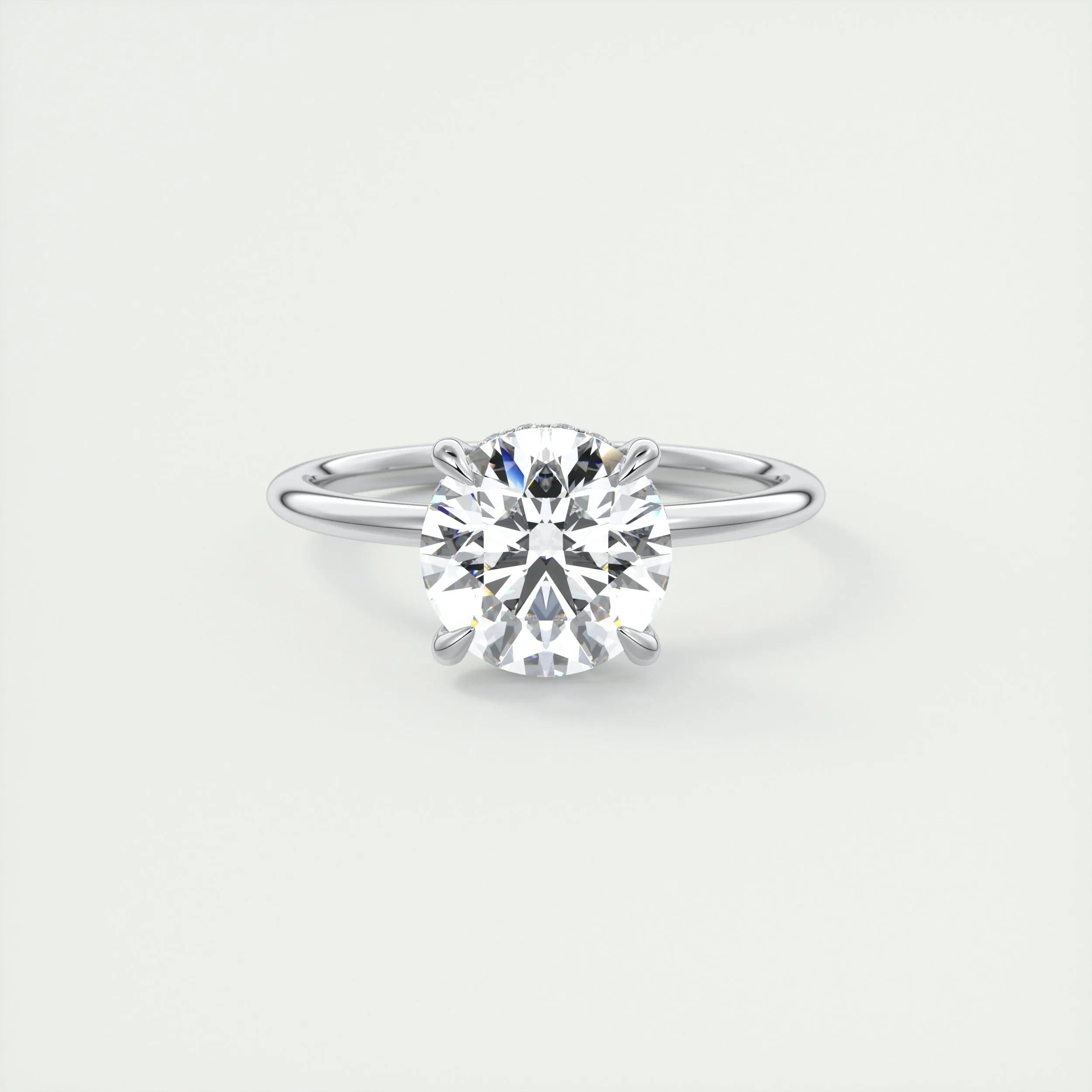 2 CT Round Hidden Halo CVD F/VS1 Diamond Engagement Ring - Barbara Maison 