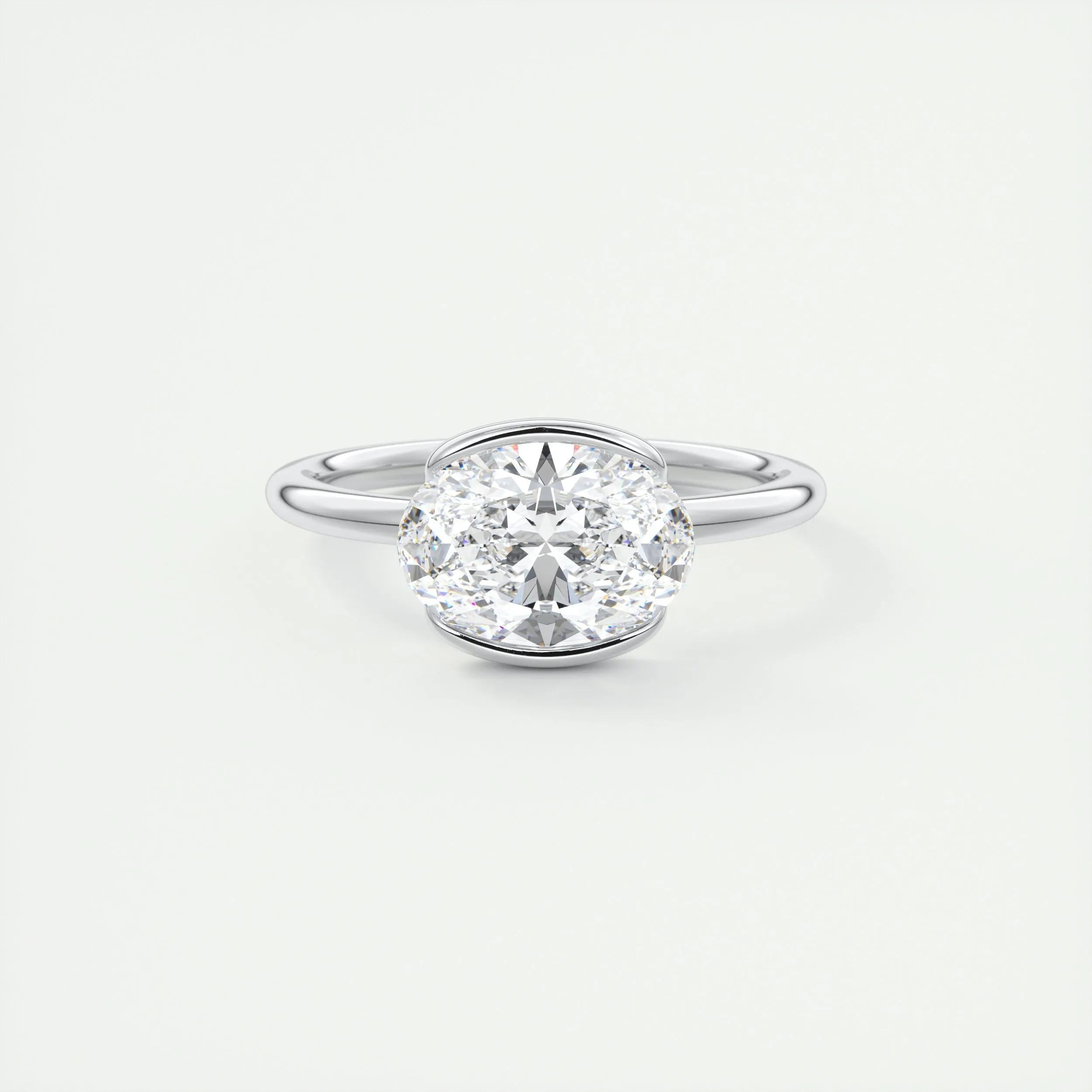 2 CT Oval Half Bezel CVD F/VS1 Diamond Engagement Ring - Barbara Maison 