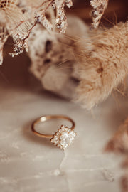 1.0 CT Oval Cut Cluster Halo Moissanite Engagement Ring - Barbara Maison 