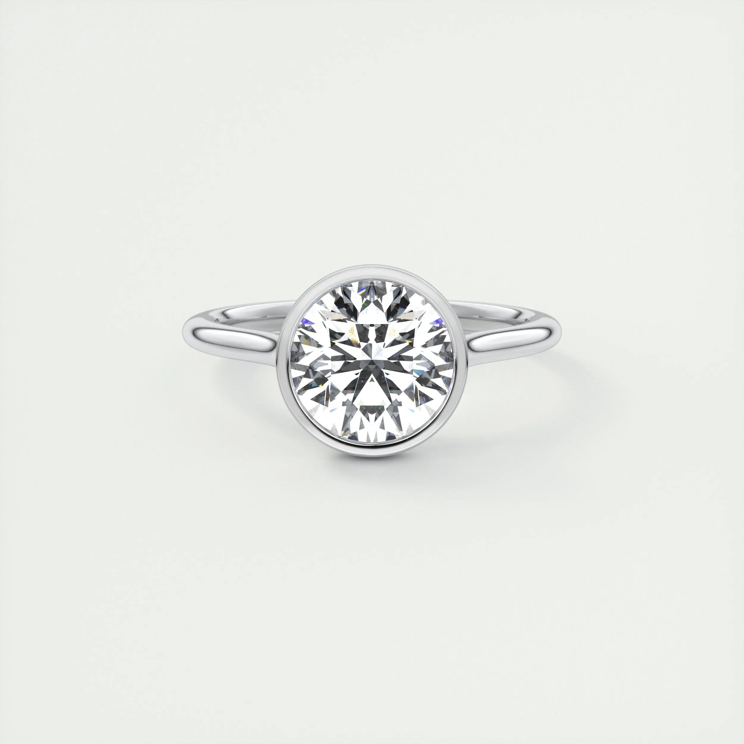 2 CT Round Bezel CVD F/VS1 Diamond Engagement Ring - Barbara Maison 