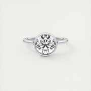 2 CT Round Bezel CVD F/VS1 Diamond Engagement Ring - Barbara Maison 