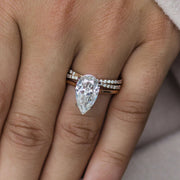 4.50 CT Pear Solitaire Bridge Moissanite Engagement Ring - Barbara Maison 