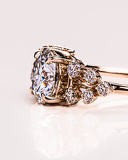 2.80 CT Emerald & Round Cut Two Stone Moissanite Engagement Ring - Barbara Maison 